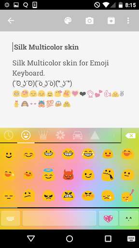 Play APK Silk Multicolor Emoji Keyboard  and enjoy Silk Multicolor Emoji Keyboard with UptoPlay com.kkkeyboard.emoji.keyboard.theme.SilkMulticolor
