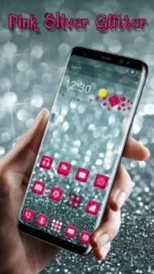 Play Silver Pink Glitter launcher for Galaxy S8 lovers 