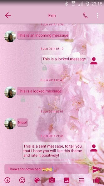 Play APK SMS Messages Love Sakura Theme  and enjoy SMS Messages Love Sakura Theme with UptoPlay com.kkkeyboard.emoji.keyboard.theme.mLoveSakura