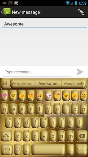 Play APK Solid Gold Emoji Keyboard  and enjoy Solid Gold Emoji Keyboard with UptoPlay com.kkkeyboard.emoji.keyboard.theme.MetalSolidGold