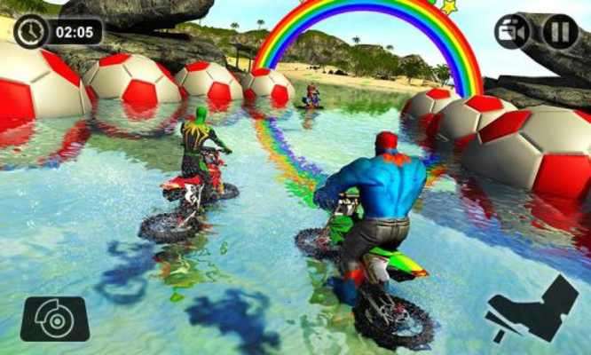 Play Superhero Water Surfer Bike Racing: Beach Racer 