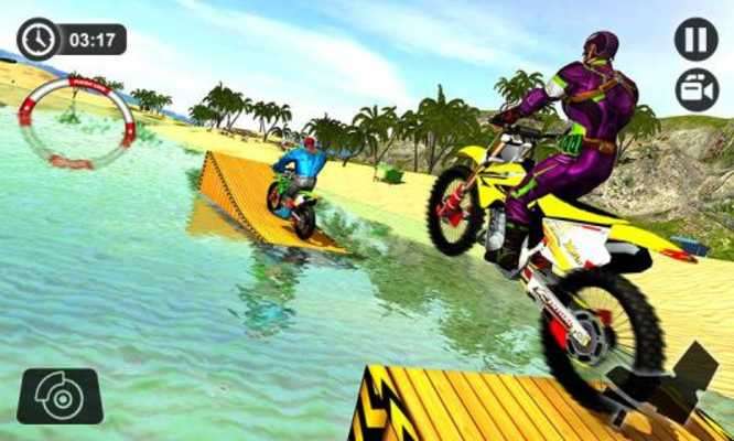 Play Superhero Water Surfer Bike Racing: Beach Racer 