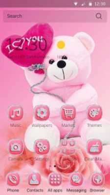 Play Theme Pink Teddy Bear Love 