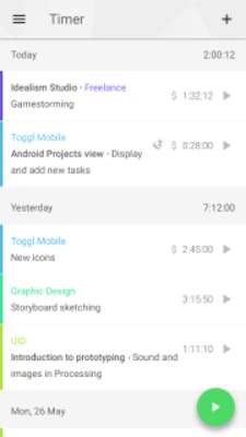 Play Toggl Time Tracker, Timesheet 
