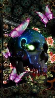 Play 3D Hell Neon Skull butterfly flowers theme 