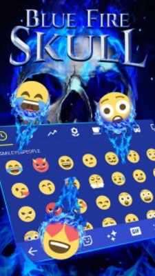 Play Blue Fire Skull Emoji Keyboard Theme for Instagram 