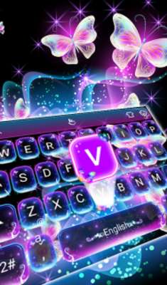 Play Colorful Glitter Neon Butterfly Keyboard Theme 