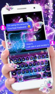 Play Colorful Glitter Neon Butterfly Keyboard Theme 