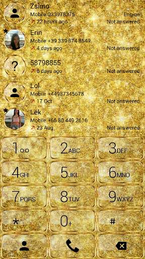 Play APK Dialer Glitter Gold Theme  and enjoy Dialer Glitter Gold Theme with UptoPlay com.modoohut.dialer.theme.glittergoldglass