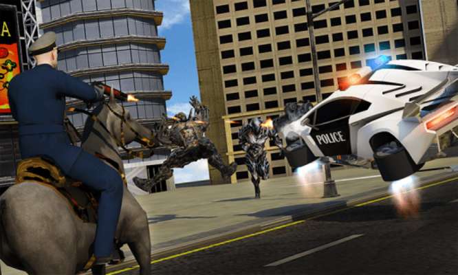 Play Futuristic Flying Car: US Police Robot Transform 