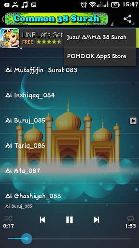 Play APK JUZ AMMA (38 Surah Hafazan) - MP3  and enjoy JUZ AMMA (38 Surah Hafazan) - MP3 with UptoPlay com.PondokAplikasi.Juz_AMMA_38_Common_Surah_MP3.AppsWorlds