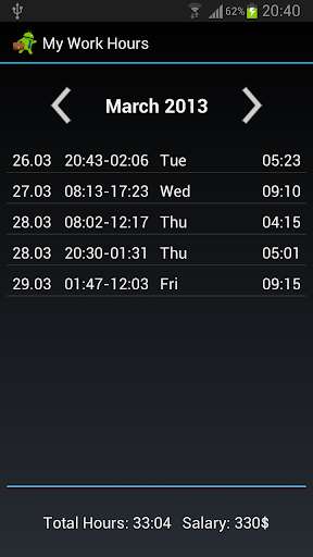 Play APK My Work Hours  and enjoy My Work Hours with UptoPlay com.itzkow.myworkhours