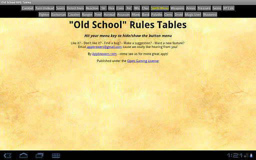 Play APK Old School RPG Tables  and enjoy Old School RPG Tables with UptoPlay com.appbrewers.tables