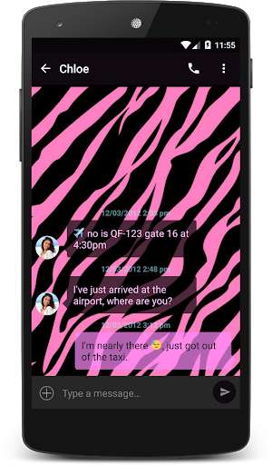 Play APK Pink Zebra Theme (chomp)  and enjoy Pink Zebra Theme (chomp) with UptoPlay com.p1.chompsms.themes.pink_zebra
