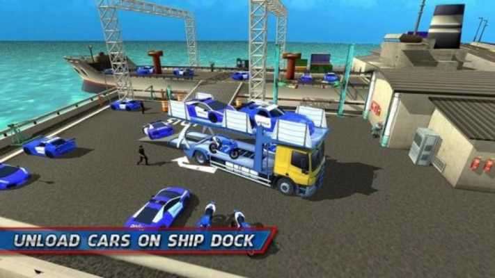 Play Police Car Transporter Ship 