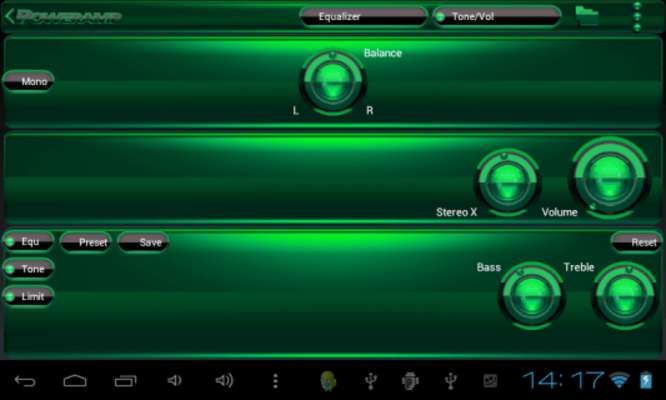 Play Poweramp skin Black Green 