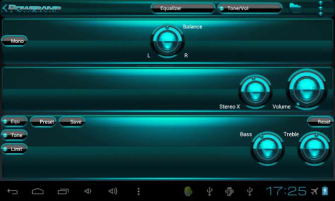 Play Poweramp skin Black Turquoise 