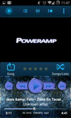 Play Poweramp skin BLUE METAL 