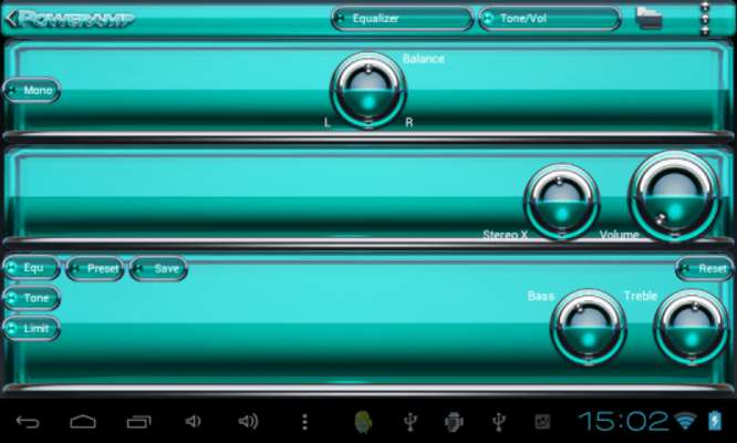 Play Poweramp skin Turquoise Glas 