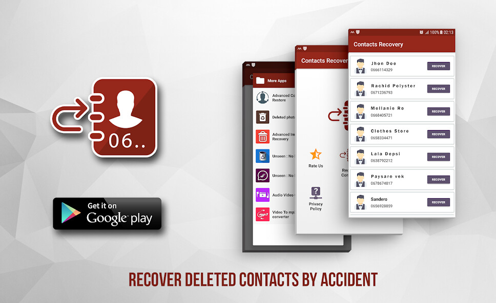 Play Recover deleted contacts 