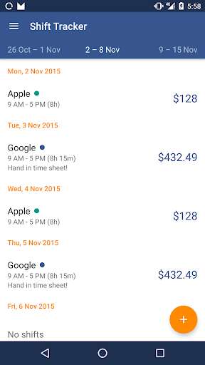 Play APK Shift Tracker  and enjoy Shift Tracker with UptoPlay com.dgsd.android.ShiftTracker<br><br>The premium version includes great additional features such as:<br><br> View detailed statistics about your earnings and hours worked for any time range<br><br> Three Android widgets for quick access to information<br><br> Set reminders for shifts<br><br> Ability to export data to CSV. Perfect for import into Microsoft Excel or for forwarding to payroll!</div><br><br><br><a title= 