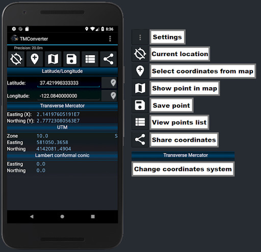 Play APK TMConverter Coordinate conversion  and enjoy TMConverter Coordinate conversion with UptoPlay lv.mat1ss.android.TMConverter