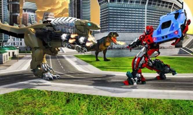 Play US Police Ball Robot Transform VS Wild Dino Attack 
