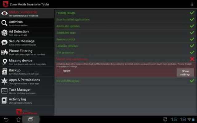 Play Zoner Mobile Security - Tablet 