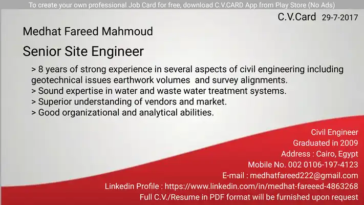 Play *C.V.Card (No Ads)#