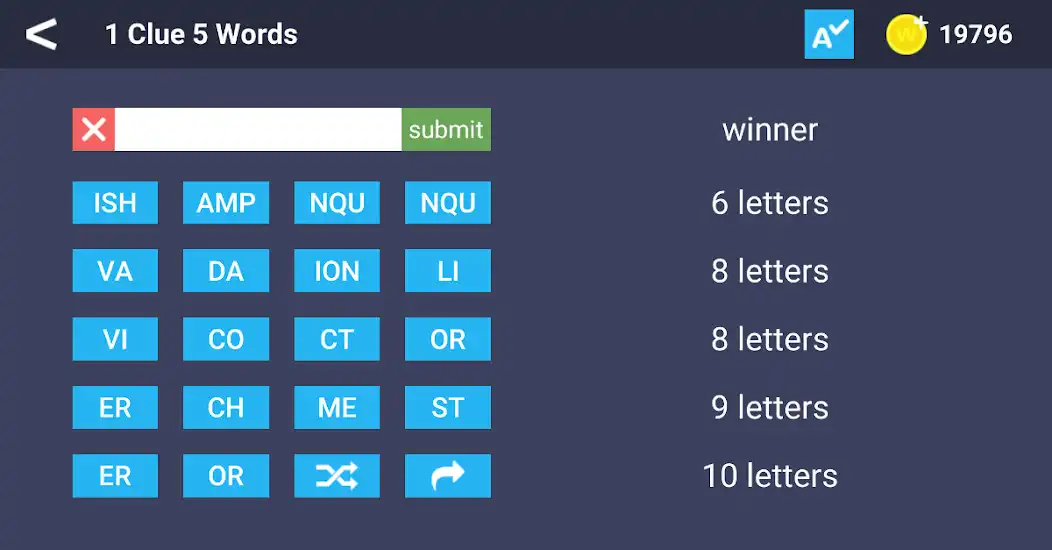 Play 1 Clue 5 Words as an online game 1 Clue 5 Words with UptoPlay