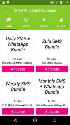 Play 2018 All Zong Packages