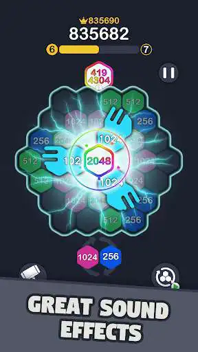 Play 2048 Hexagon Puzzle as an online game 2048 Hexagon Puzzle with UptoPlay