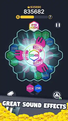 Play 2048 Number Hexagon as an online game 2048 Number Hexagon with UptoPlay