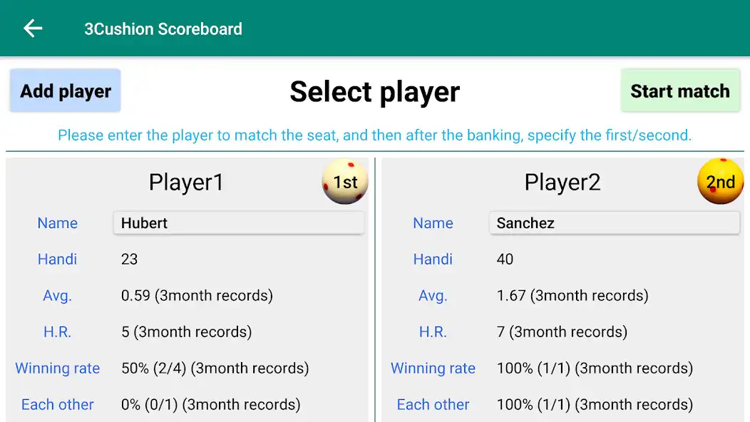 Play 3Cushion billiards Scoreboard as an online game 3Cushion billiards Scoreboard with UptoPlay