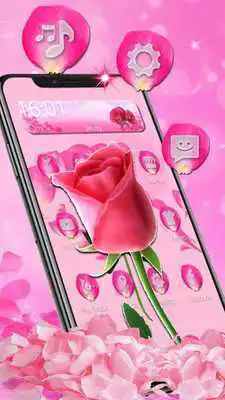 Play 3D Animated Pink Rose Launcher Theme