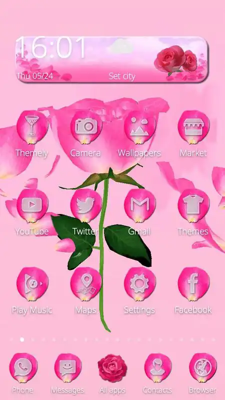 Play 3D Animated Pink Rose Launcher Theme