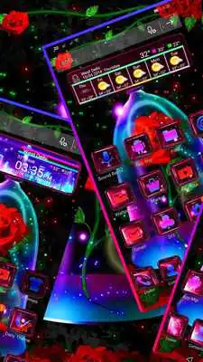 Play 3D Beautiful Neon Red Rose Theme