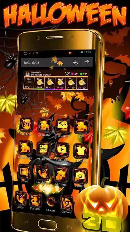 Play 3D Halloween Glass Night Theme