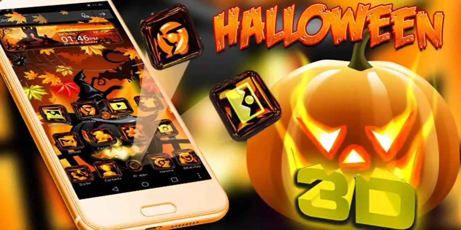 Play 3D Halloween Glass Night Theme
