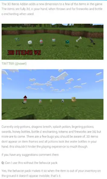 Play 3D Items Addon for Minecraft PE  and enjoy 3D Items Addon for Minecraft PE with UptoPlay