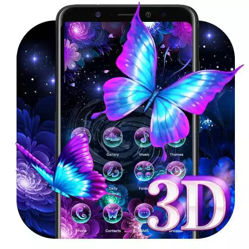 Free play online 3D Neon Butterfly Shiny Theme APK