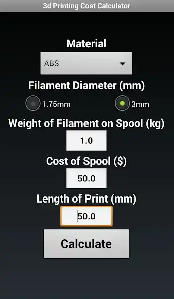 Play 3d Print Cost Calculator Free  and enjoy 3d Print Cost Calculator Free with UptoPlay