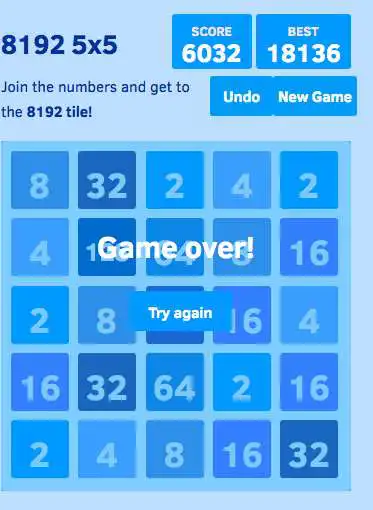 Play 8192 5x5 as an online game 8192 5x5 with UptoPlay