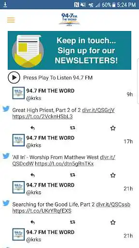 Play APK 94.7 FM The Word  and enjoy 94.7 FM The Word with UptoPlay com.radio.station.KRKS.FM