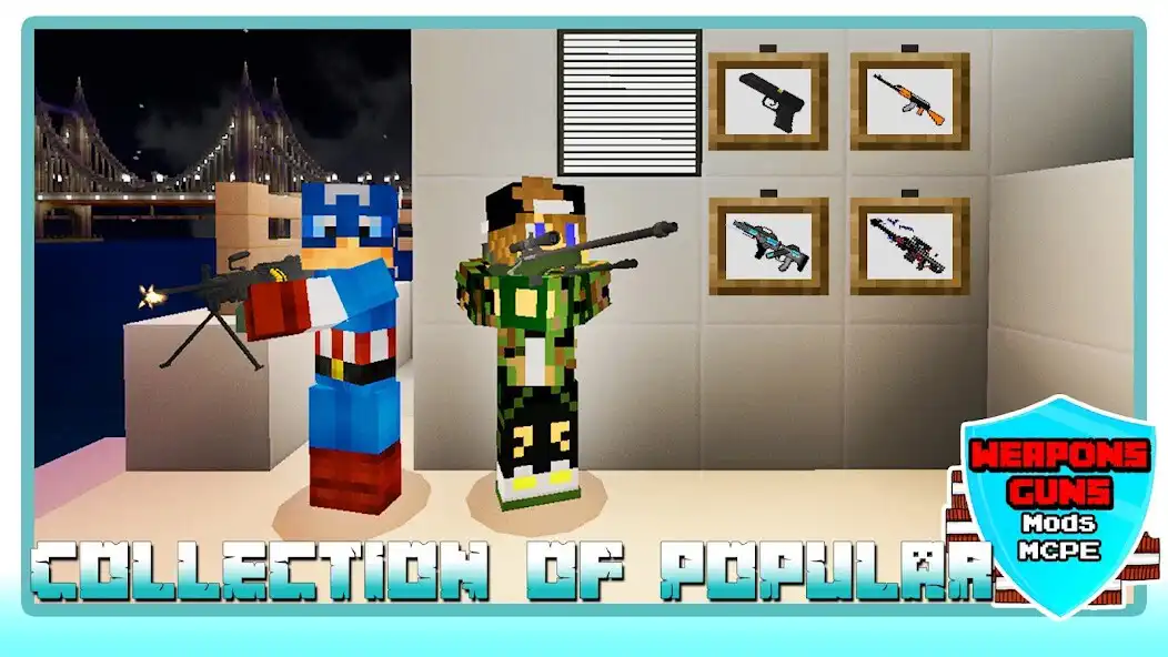 Actual guns mod 3D for MCPE online game with UptoPlay