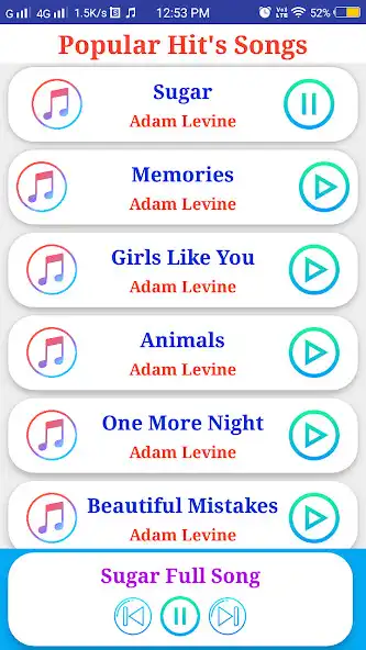 Play Adam Levine All Songs  and enjoy Adam Levine All Songs with UptoPlay