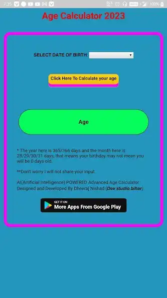 Play Age Calculator 2023 : D.O.B as an online game Age Calculator 2023 : D.O.B with UptoPlay