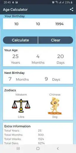 Play Age & Zodiac Calculator as an online game Age & Zodiac Calculator with UptoPlay