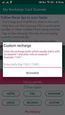 Play Airtel, Idea, Vodafone Recharge Card Scanner