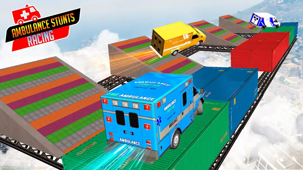 Play Ambulance Car Stunt Mega Ramp as an online game Ambulance Car Stunt Mega Ramp with UptoPlay